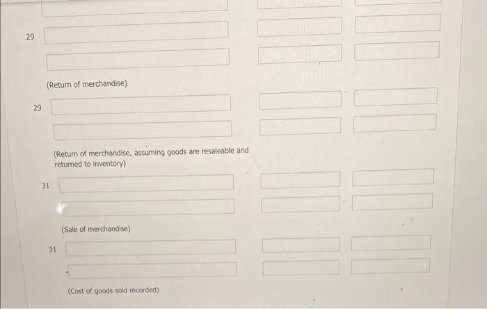 the merchandise sold was $3,030. 5 Received credit from Hilton Wholesale Supply