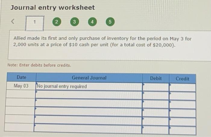 ! May 3 Allied nade its first and only purchase of inventory
