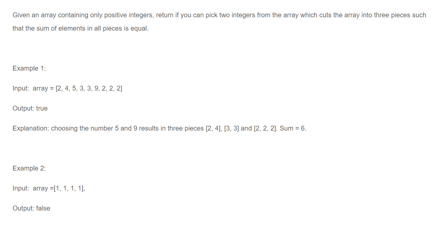 Python solution please Given an array containing only positive integers, return if