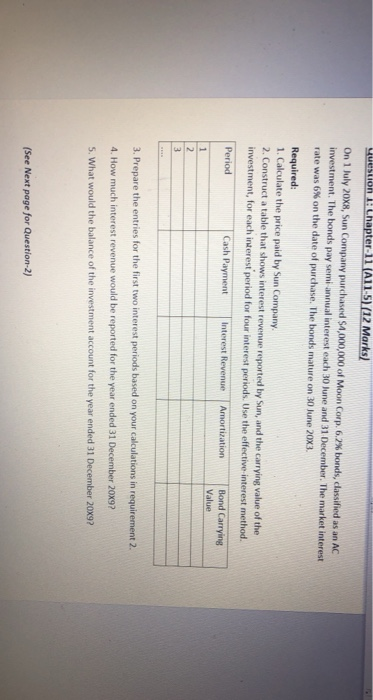  Question 1! Chapter 11 (A11-5) (12 Marks) On 1 July 20XB,