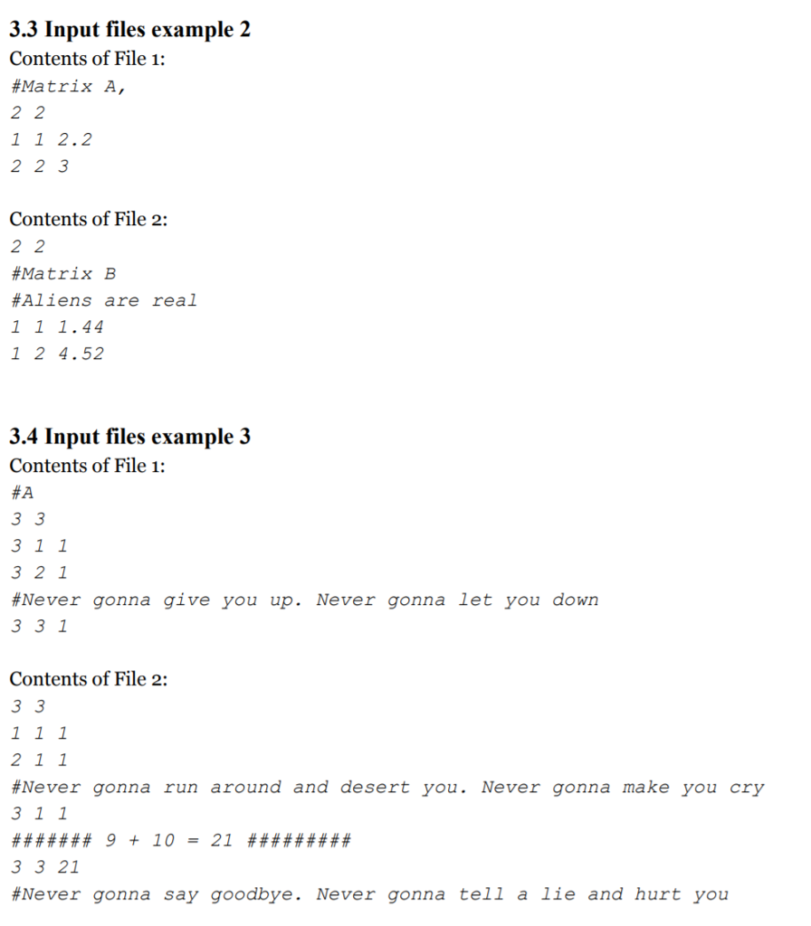 time. You will read in 2 files and output 1 file; you