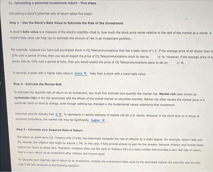  11. Calculating a potential investment return - Five steps Calculating a