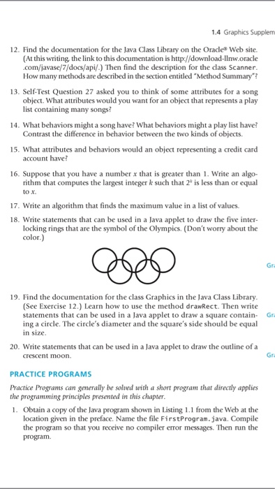  practice program 1,2,3 listing 1.1 is attached 1.4 Graphics Supplem 12.