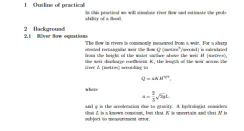  1 Outline of practical In this practical we will simulate river