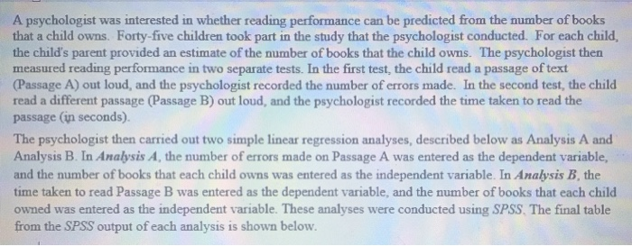  Analysis A: Linear regression with number of errors made on Passage