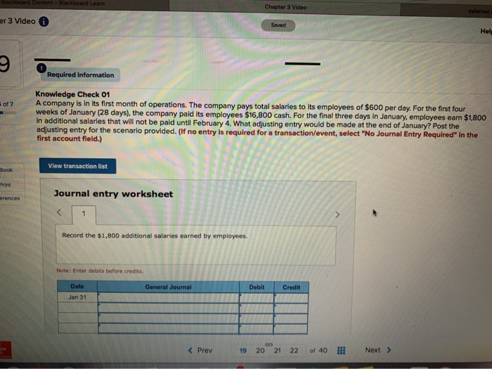  Biackboard Content-Backboard Learn Chapter 3 Video deferrad er 3 Video i