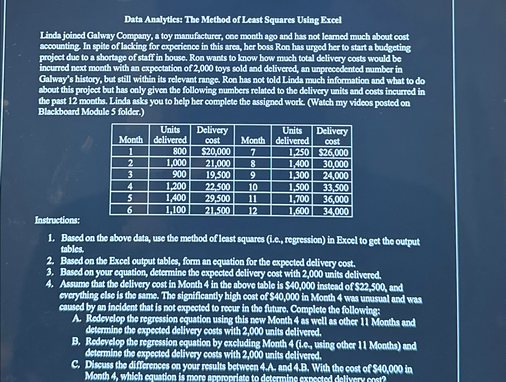  Data Analyties: The Method of Least Squares Using Frcel Linda joined