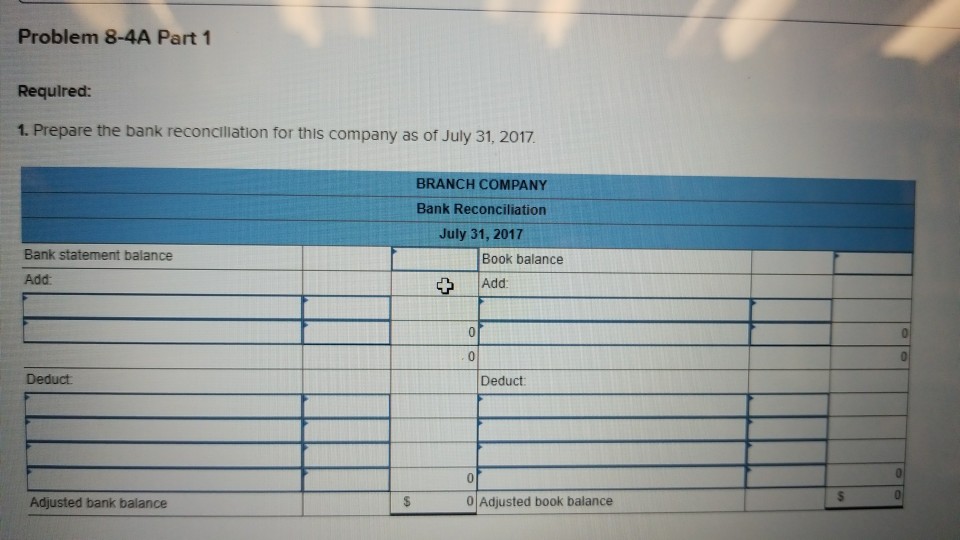 The following information is available to reconcile Branch Company's book balance of