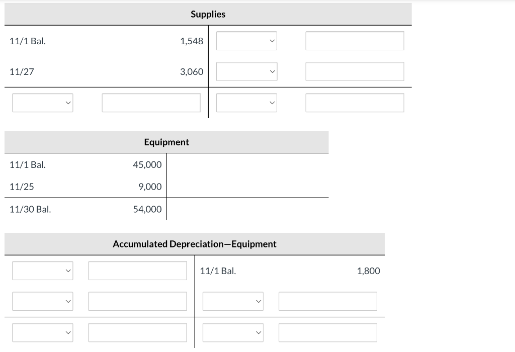 $900. 3. Depreciation for the month is $450. 4. $1,170 of services