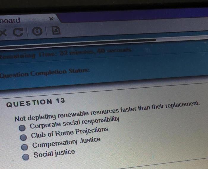 Status: Not Gepieting renewable resources faster than their replacement Corporate social responsibly