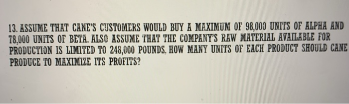$210 and$172, respectively. Each product uses only one type of raw material