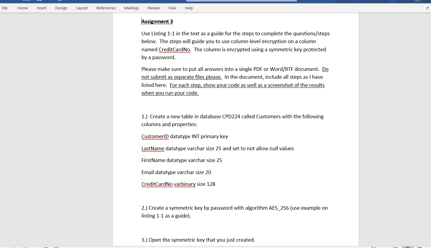  File Home Insert Design Layout References Mailings Review View Help Assignment