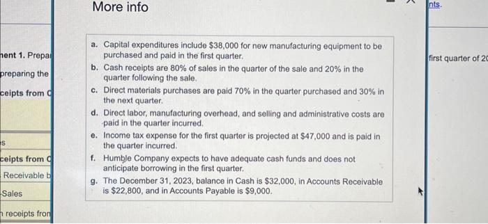 Please answer all parts. a. Capital expenditures include $38,000 for new