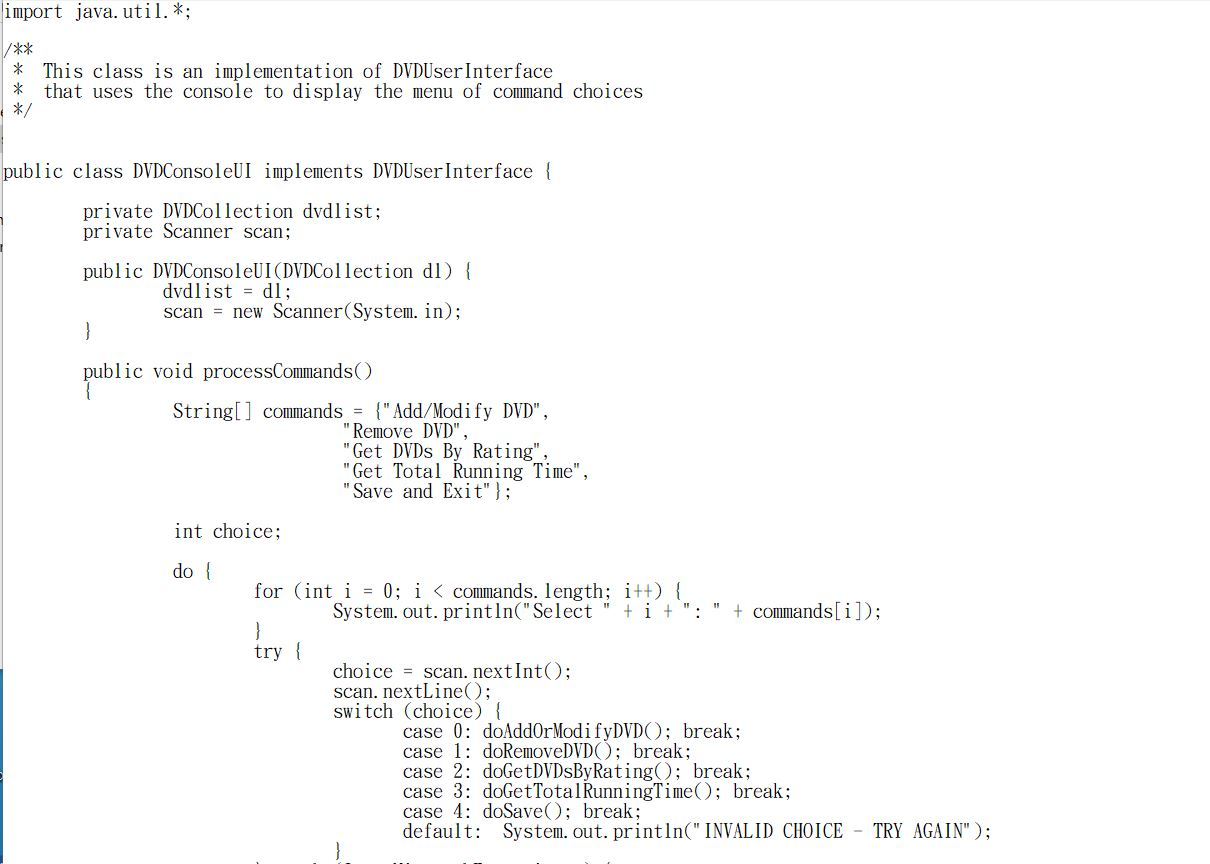  The DVD Manager Application Java Files DVD.java - A class to