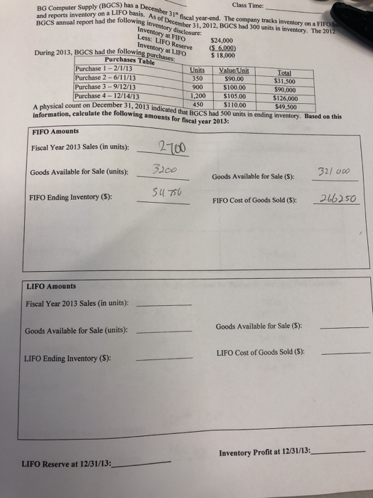  LIFO amounts BG Computer Supply (BGCS) has a BCS annual report