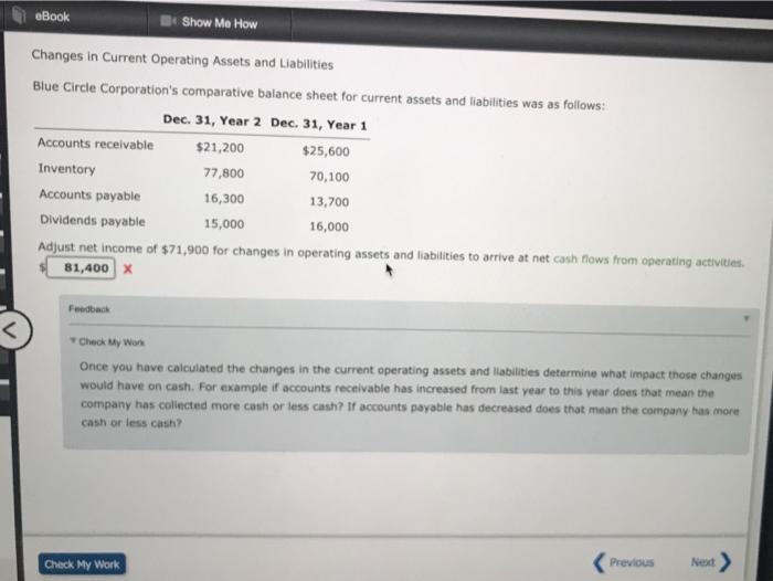  eBook Show Me How Changes in Current Operating Assets and Liabilities