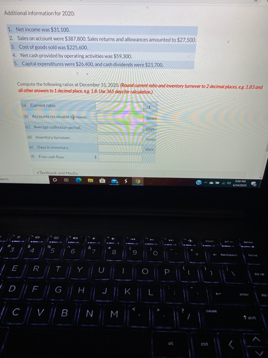 Attempt in Progress Pharoah Company has these comparative balance sheet data: PHAROAH