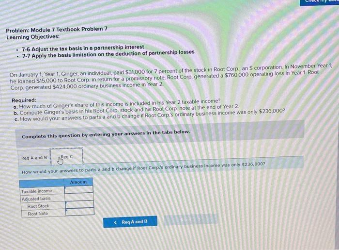 the deduction of partnership losses In January 1, Year 1, Ginger, an
