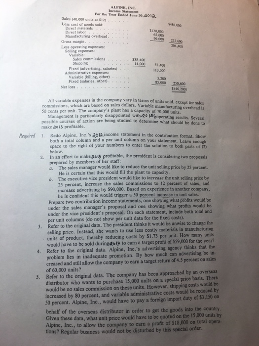 Cost volume analysis. Please help with this:8 All variable expenses in the