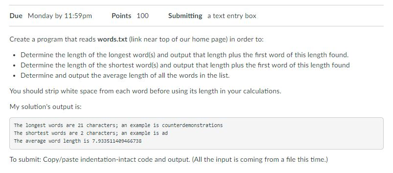 Please program the in the programming language: Python 3 http://greenteapress.com/thinkpython2/code/words.txt Above is