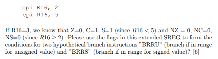 (SREG) and branch instructions of the AVR architecture. (1) Find a case