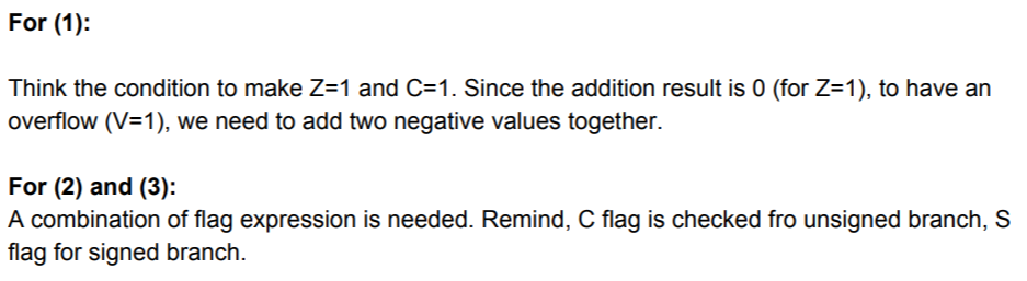in byte addition that set flags Z, C and V in SREG