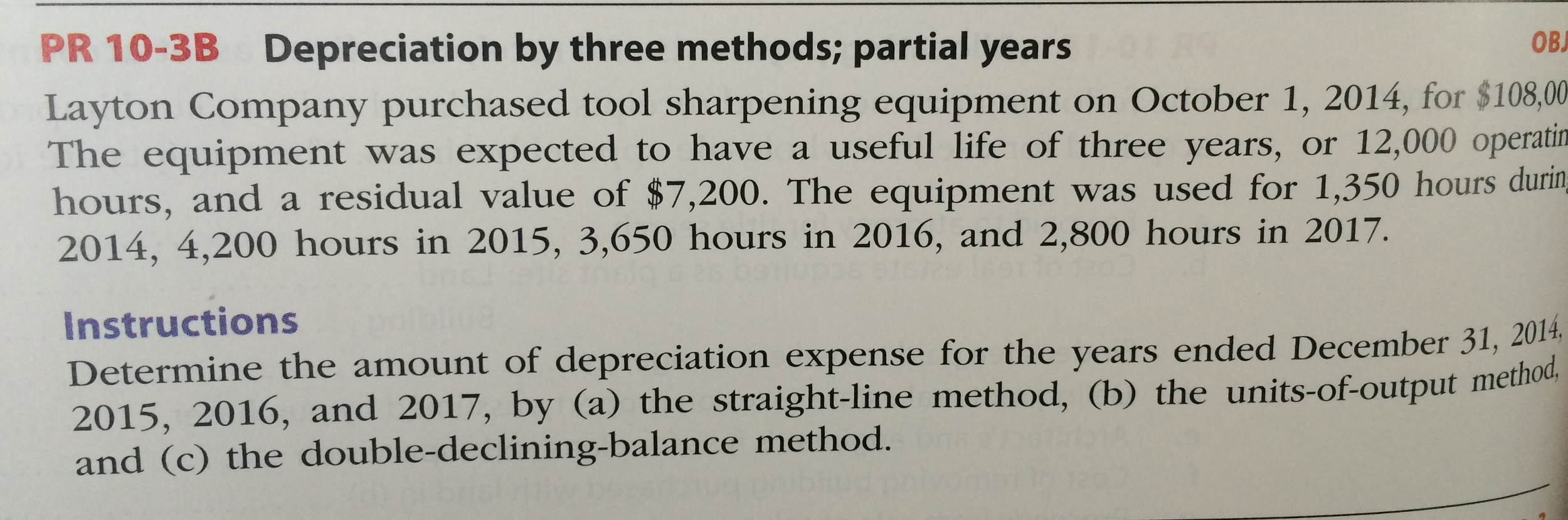 PR 10-3B Depreciation by three methods; partial years Layton Company purchased