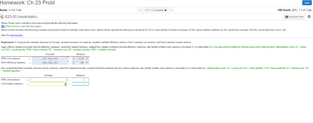  Homework: Ch 23 Probl Save HW Score: 20% , 1.4 of