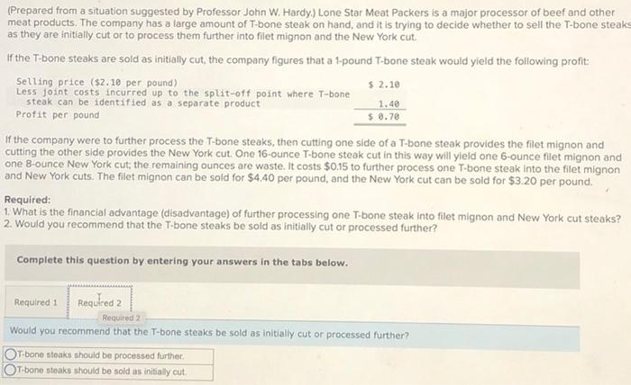 Professor John W. Hardy.) Lone Star Meat Packers is a major processor
