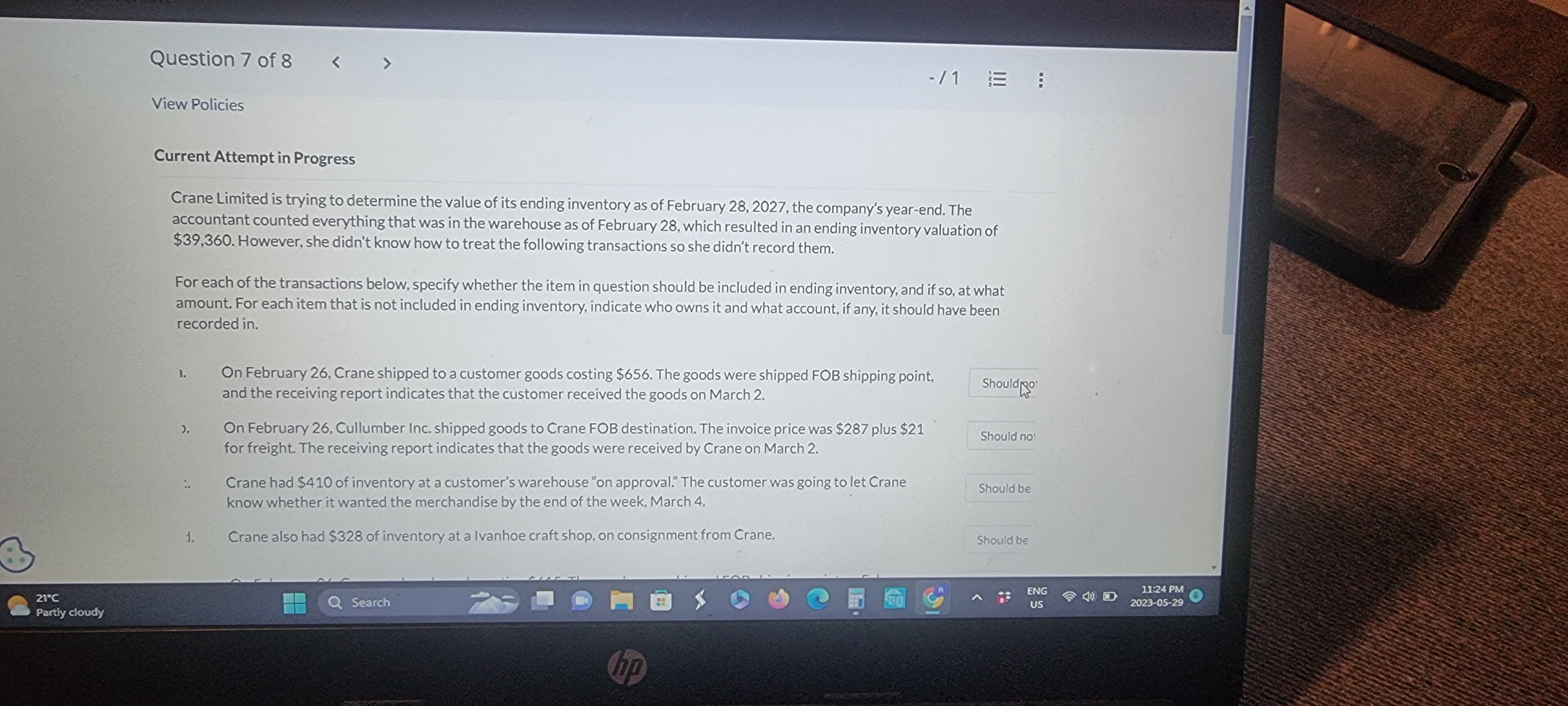 Please explain the effects on the different accounts being affected Buyers Sellers
