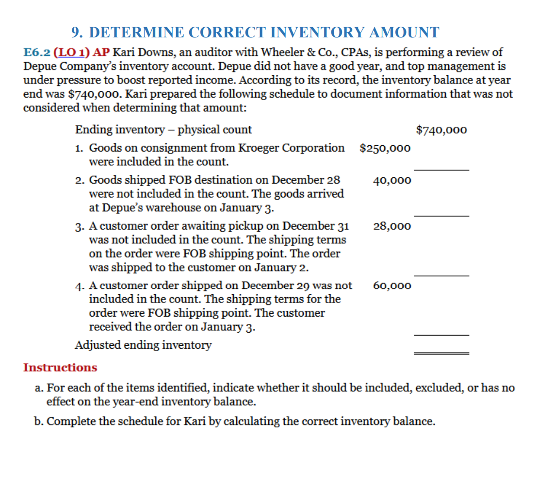 E6.2 (LO 1) AP Kari Downs, an auditor with Wheeler \&