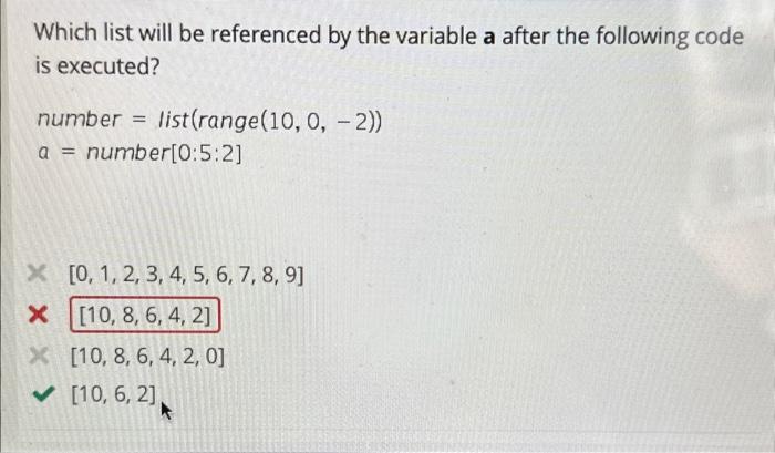  Which list will be referenced by the variable a after the