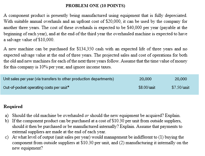  Thank's Abdul-Rahim Tayisr PROBLEM ONE (10 POINTS) A component product is