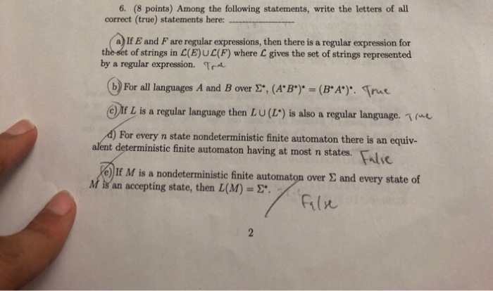  Please explain 6. (8 points) Among the following statements, write the