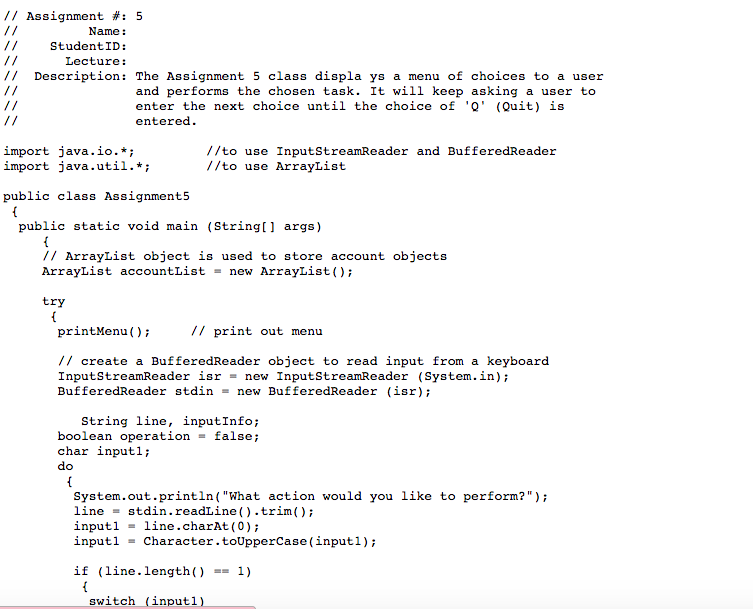  Please help me to solve this java work! It includes Assignment5.java,