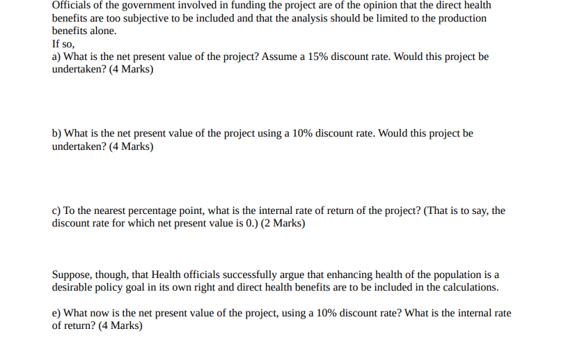 project appraisal Suppose a project is being planned for 2023 that is