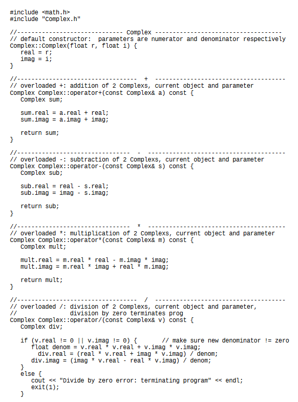 operator++ for the Complex class from Lecture 3. This method should result