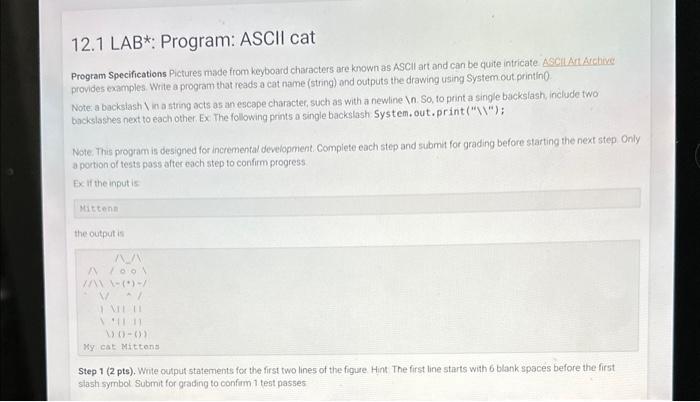  help me figute this out pls. 12. 1LAB : Program: ASCII