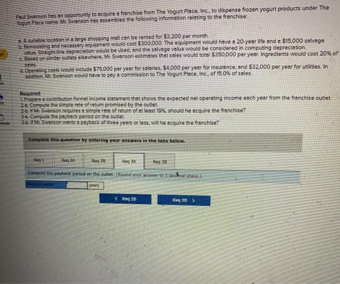 following information relating to the franchise d. A suitable location in a