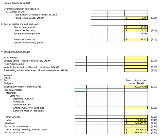 of 37,000 lamps at $55.00 per lamp. The company has requested that