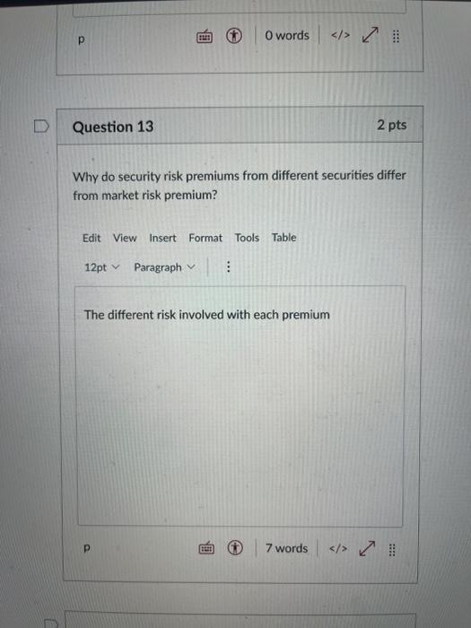  Why do security risk premiums from different securities differ from market