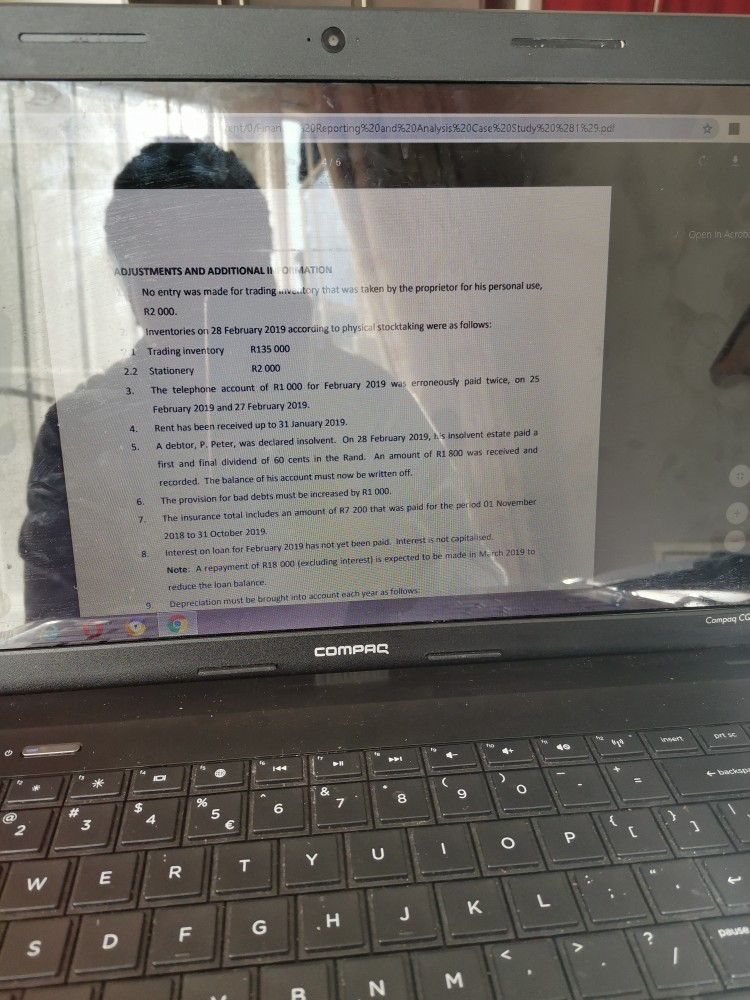 unexpectedly and Mr Gumede found that the financial statements for the year