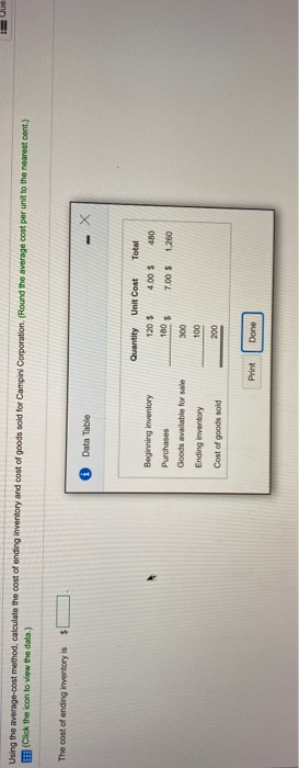  Using the average-cost method, calculate the cost of ending inventory and