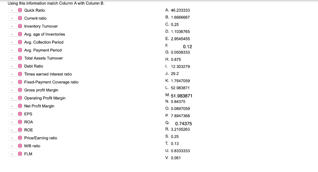 below the exact answers in column B so it need to be