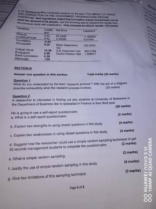  d, Dr Solotlepeng-Mbe conducted robearch on the topic THE IMPNCT OF-FRAD