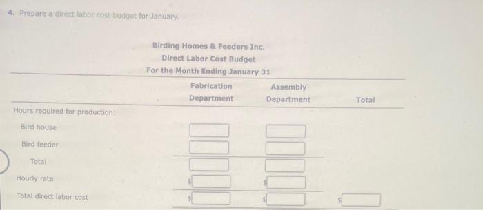 Finished oroduces: Bird house 1,500 units at $15 per unit. Wird freden