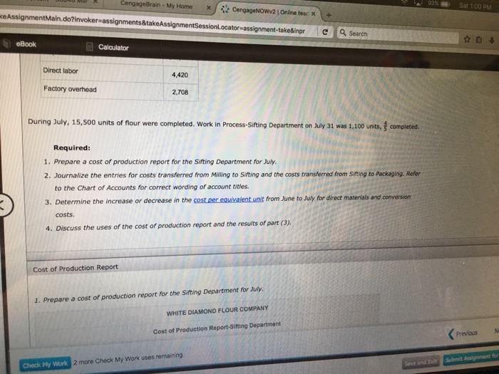 July for direct materials and conversion costs. The rest of the pictures