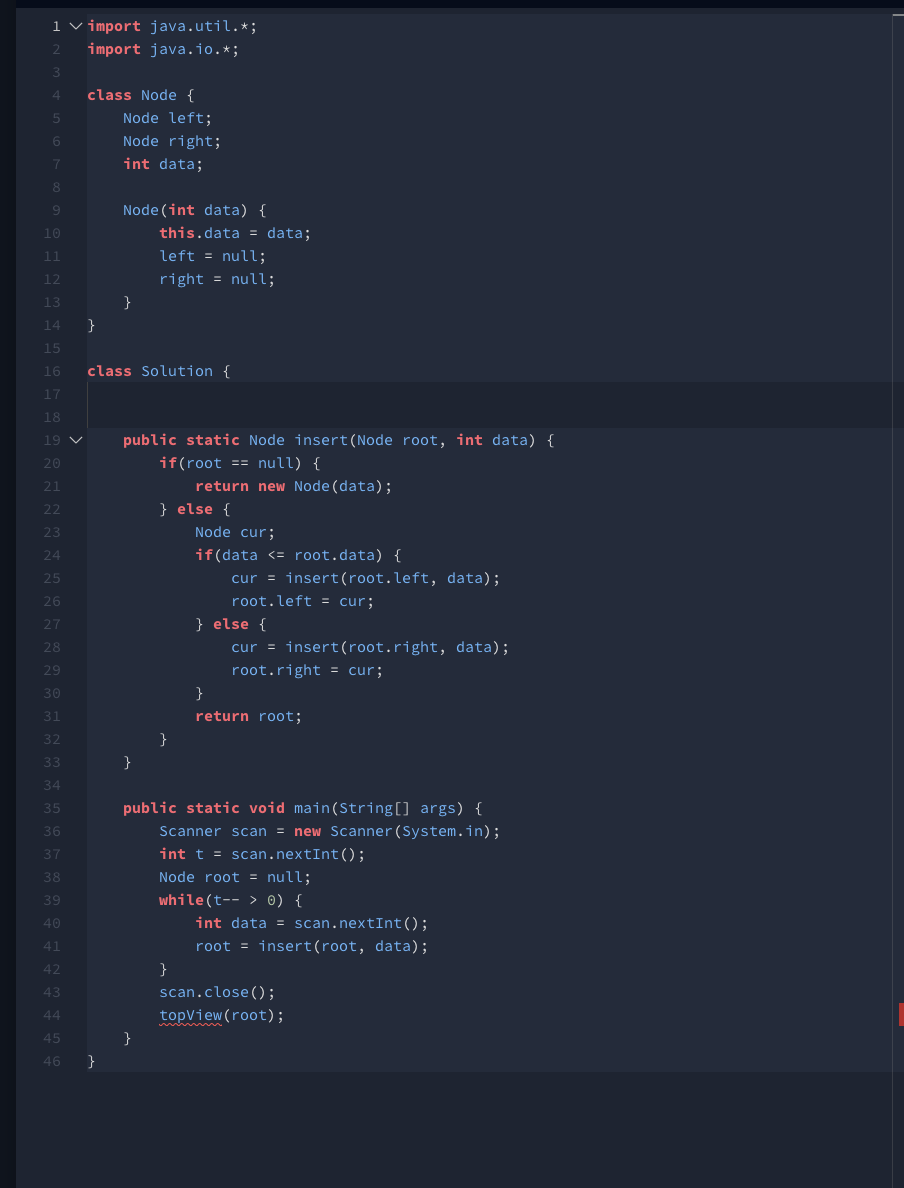 tree, print the top view of the binary tree. The tree as