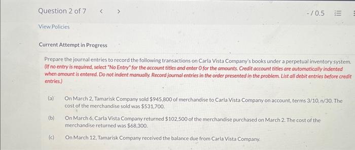  Current Attempt in Progress Prepare the journal entries to record the