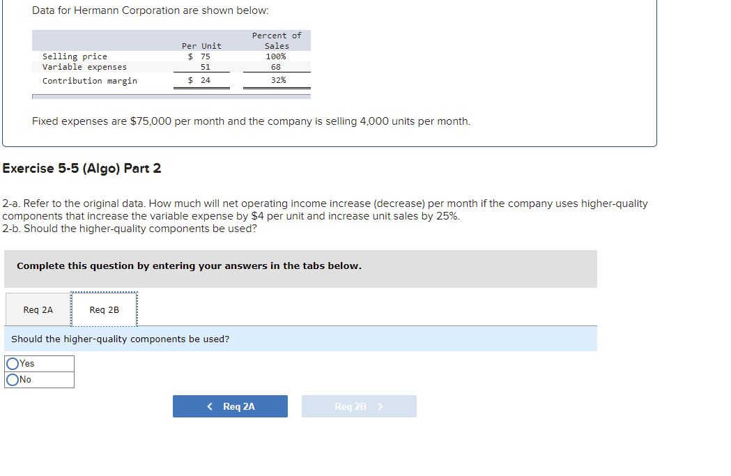 Contribution margin Per Unit $ 75 51 $ 24 Percent of Sales
